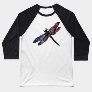 Ornate Dragon Fly Colorful Insect Illustration Baseball T-Shirt